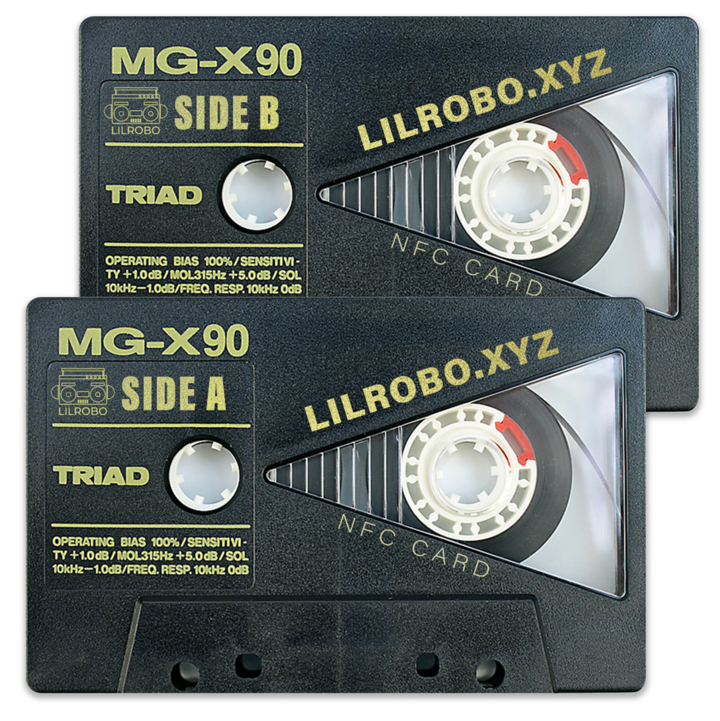 Gold Text Black Tape Cassette Triangle Cutout NFC Card