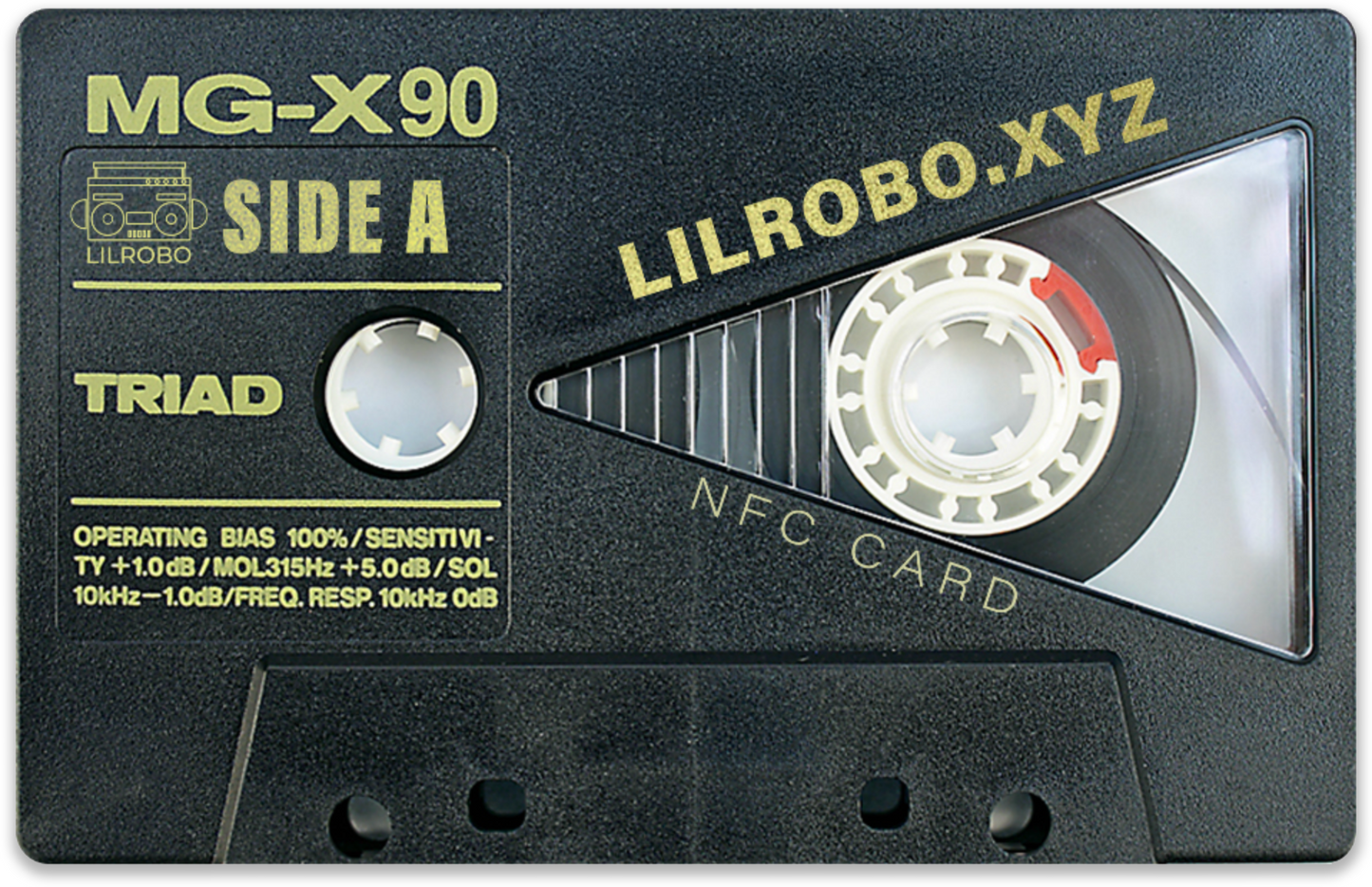 Gold Text Black Tape Cassette Triangle Cutout NFC Card