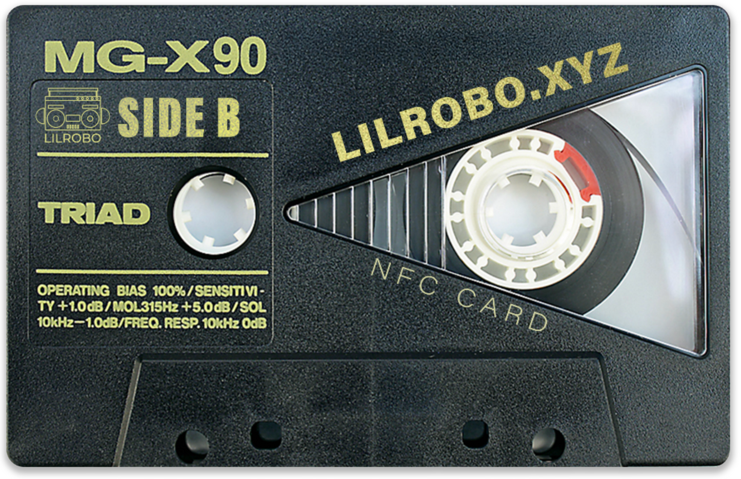Gold Text Black Tape Cassette Triangle Cutout NFC Card