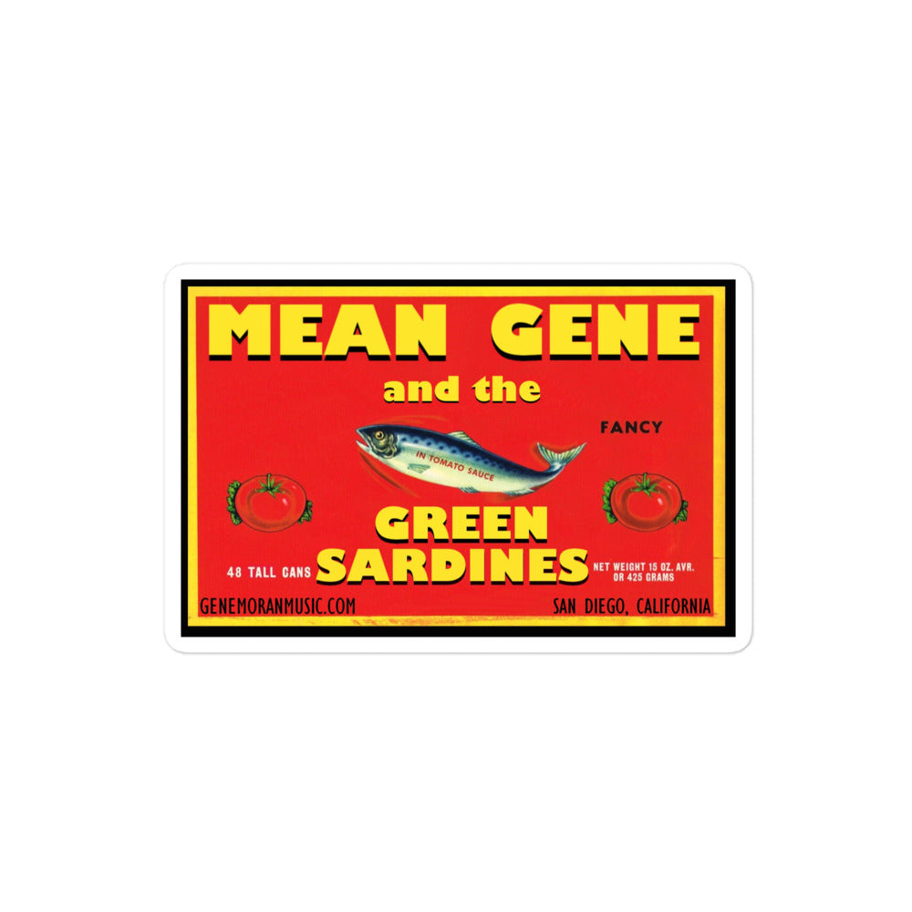 Mean Gene and The Green Sardines Red Label Sticker