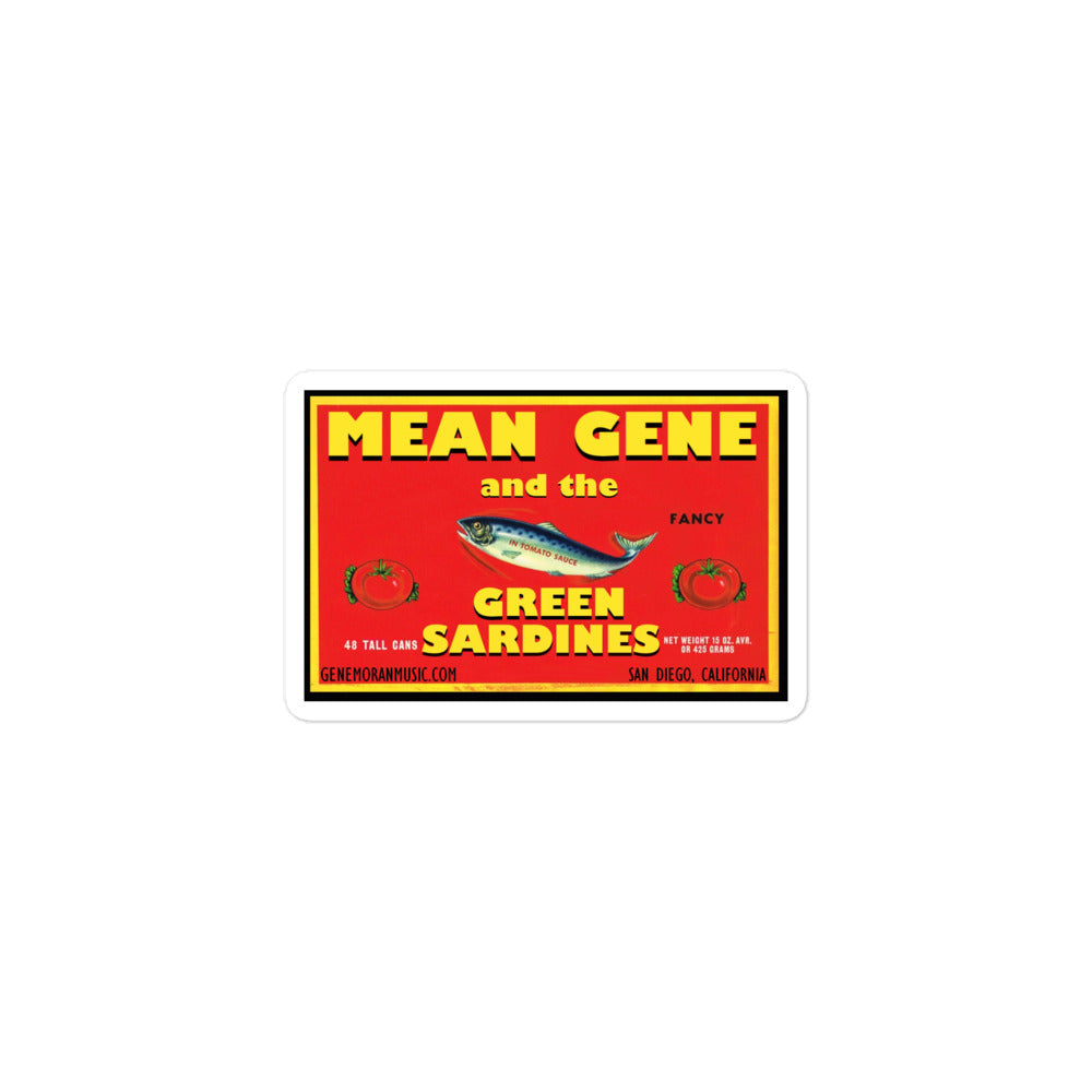 Mean Gene and The Green Sardines Red Label Sticker