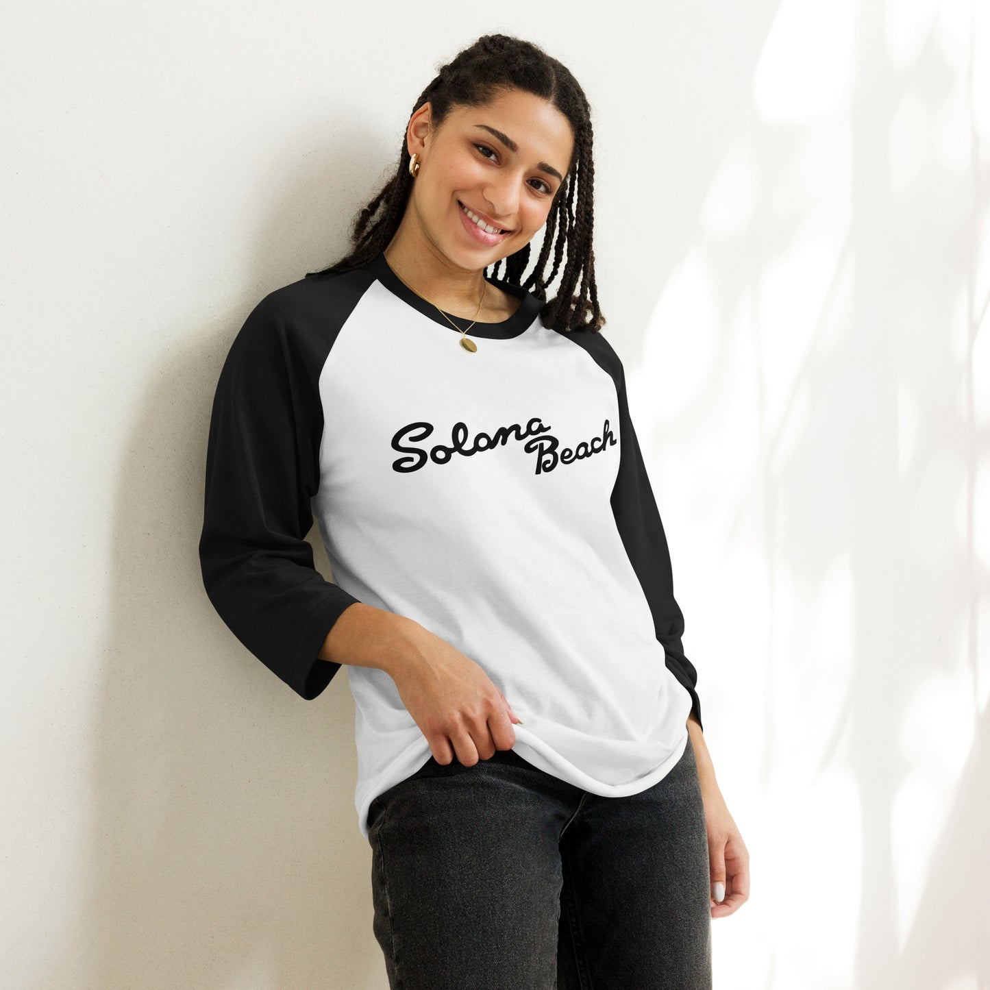 Solana Beach Sign 3/4 Sleeve Raglan Shirt