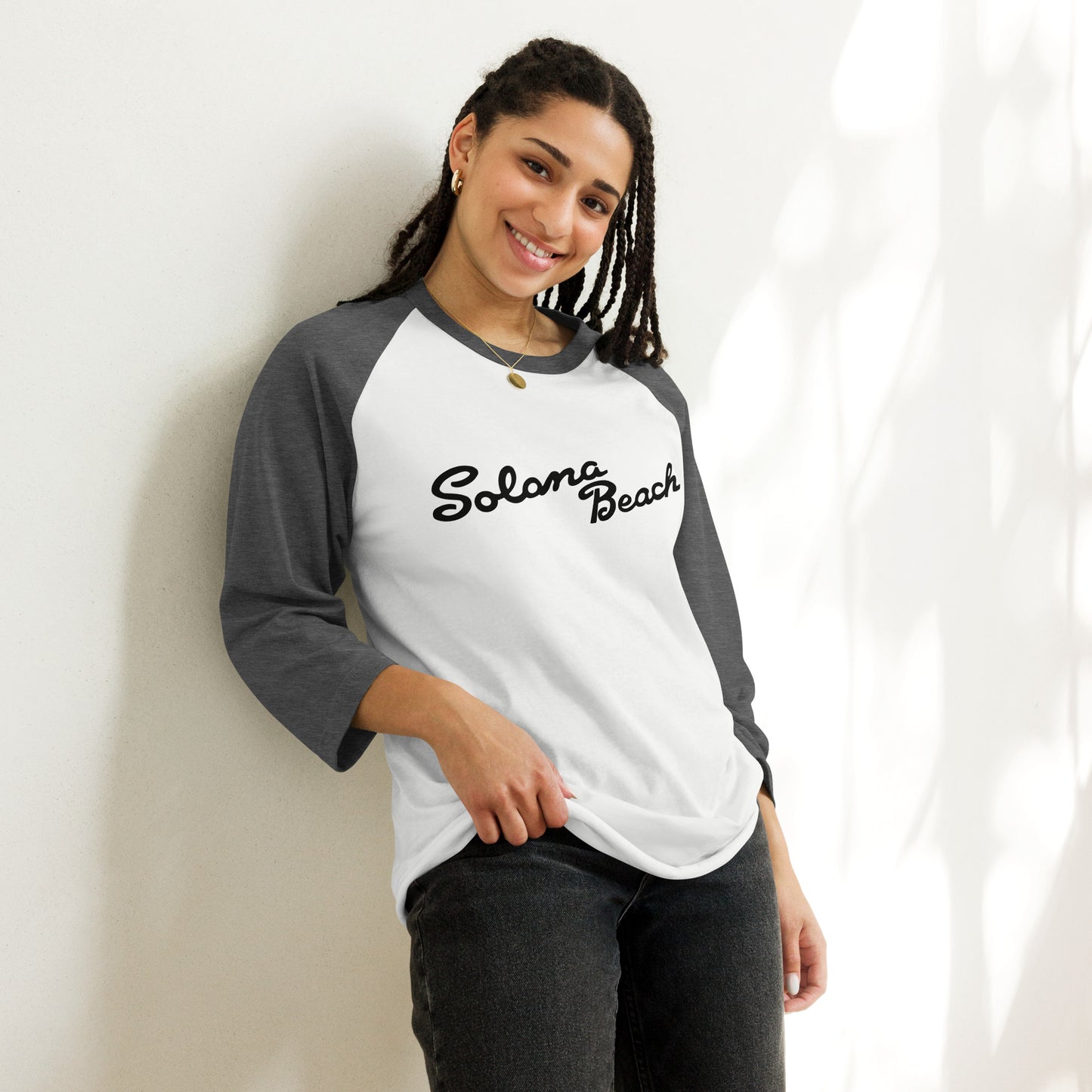 Solana Beach Sign 3/4 Sleeve Raglan Shirt